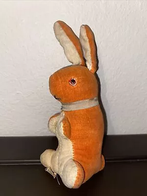 Vintage Antique Occupied Japan Stuffed Bunny RARE ORANGE Plush Straw • $9.99