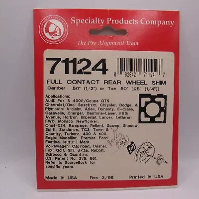 Specialty Products 71124 Alignment Camber/Toe Shim .50 1/2 Camber Or Toe 1/4  • $10.13