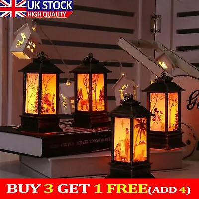 Light Up LED Christmas Lantern In/Outdoor Battery Power Hanging Lamps XMAS Decor • £4.99