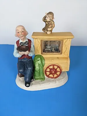 Vintage MSR Imports Porcelain Figurine Music Box Organ Grinder Revolving Monkey • $30