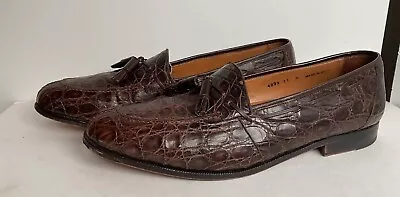 Magnanni Full Crocodile Tassel Loafers 11 M Exotic Brown • $199.99
