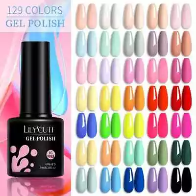 LILYCUTE 7ml UV Gel Nail Polish Pink Blue Purple Glitter Soak Off Gel Varnish • $8.99