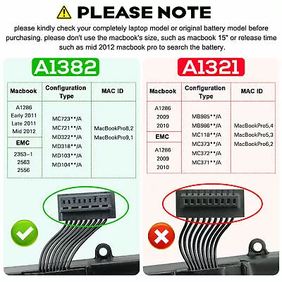 A1382 NEW Battery For Apple MacBook Pro 15  A1286 Early 2011 Mid 2012 Late 2011 • £30.99