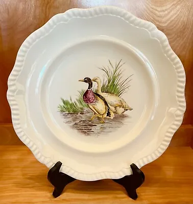Vintage COPELAND SPODE England WILD DUCK Colored Scalloped Edge DINNER PLATE • $79.99