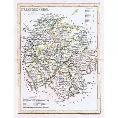HEREFORDSHIRE Antique Coloured Map C1840s By Archer For Dugdales • £9.99