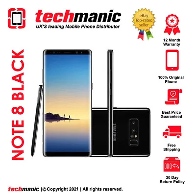 Samsung Galaxy Note 8 (Dual Sim) SM-N950 - 64GB - Black (Unlocked) Smartphone  • £109.99