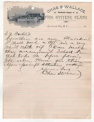 Ca 1895 Chase Wallace Letterhead Fish Oysters Clams Morehead City Nc Fessenden • $33