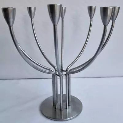 Vintage Ikea 'Stockholm' Hapbeg 8 Arm Candelabra Stainless Steel Centrepiece • £24.99