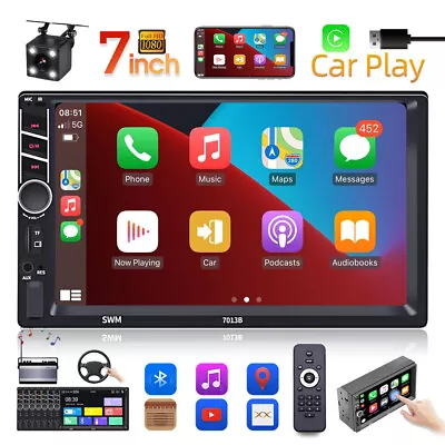 7 2 Din Radio For Apple/Andriod Carplay BT Car Stereo Touch Screen W/Camera • $82.79