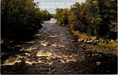 Hello River Beach Campground Milford Pennsylvania Rapids UNP Vintage Postcard • $3