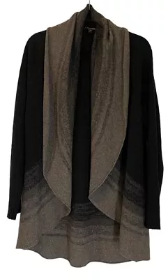 Eileen Fisher Yak Wool Silk Black Ombre Cardigan Sweater Open Front Gray Size L • $44