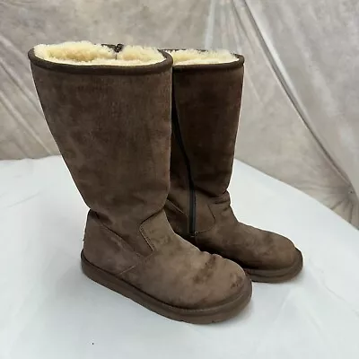 UGG Australia 5683 Women's Sunset Suede Side Zip Tall Brown Boots Size 7 • $39.95