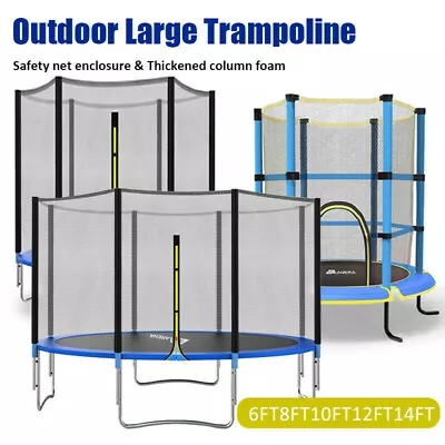 6FT 8FT 10FT 12FT Trampoline Safe Net Spring Pad Cover Safety Net Enclos For Kid • £159.99