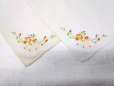 Vintage Lot Of 2 Matching Embroidered Yellow Floral Corner Hankies FREE SHIP  • $8