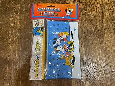 Walt Disney Mickey Minnie Mouse Character School Kit Pencil Eraser Case 1990's • $29.99