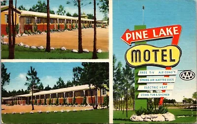 Linen Postcard Pine Lake Motel On U.S. 82 And 231 In Montgomery Alabama • $10