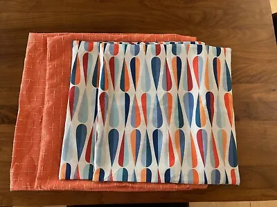 4 Throw Pillow Covers Teardrop Shapes Mid-Century Modern Orange And Blue • $15