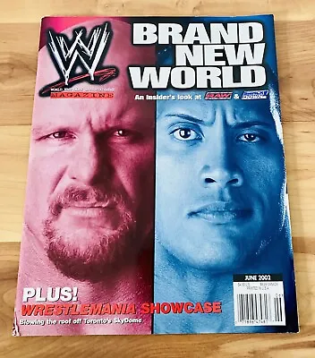 WWF Magazine June 2002 Stone Cold & The Rock Iconic Cover WWE W/ Poster Rare • $19.88