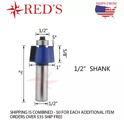 Tideway Carbide PRO WL6220-2 1/4 X 5/8 X5 DEG Groove/Rabbet 1/2 Shank Router Bit • $4.99