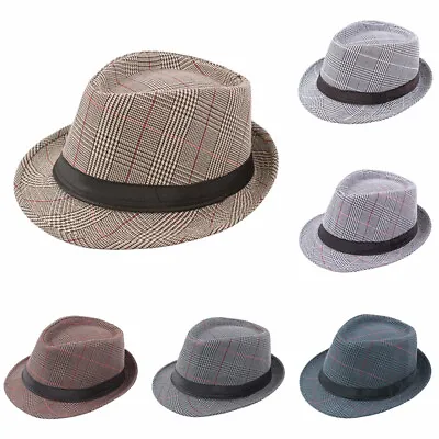 Unisex Straw Jazz Fedora Hat Trilby Cuban Sun Cap Panama Short Brim Hat Outdoor♡ • $4.33