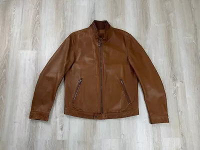 Mens Leather Jacket Hackett London Size M Color Brown • $160