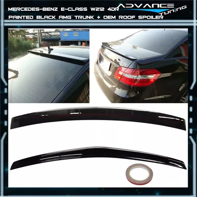 For 10-16 Benz W212 E-Class 4DR Trunk Spoiler + Roof Spoiler Painted # 040 Black • $215.99