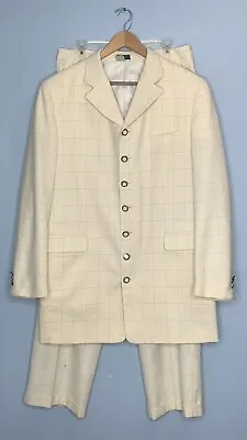 Vintage Y2K Raspinni Men’s Wool Ivory Checked 2 Pcs. Suit 42R Pants 34 Read • $73