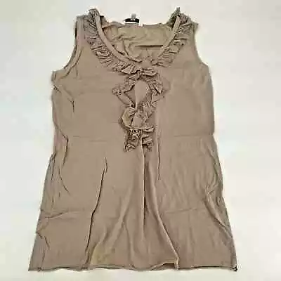 Cabi Womens Sleeveless Blouse Top Ruffle Chest Brown Casual Work Size Medium • $14.99