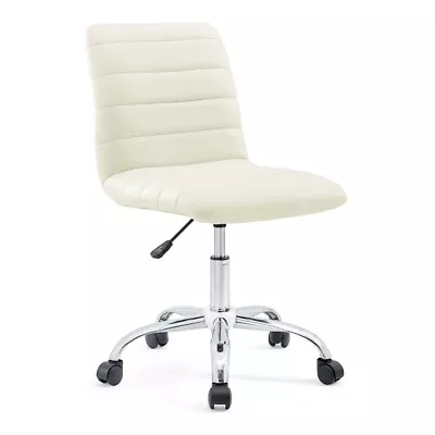 Modway Ripple Mid Back Armless Swivel Office Chair In White • $54.90