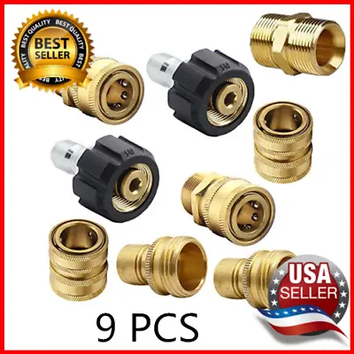 9Pc Pressure Washer Adapter Set Quick Disconnect Kit M22 Swivel To 3/8'' Connect • $22.95