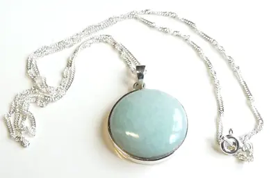  Beautiful Sterling Silver Mounts Angelite Cabochon Pendant Necklace  • £29.95