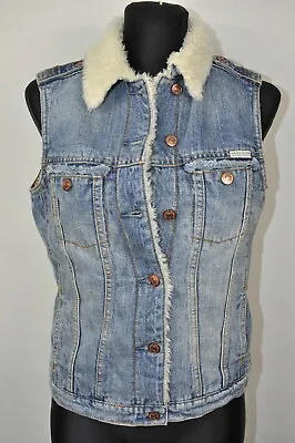 MAISON SCOTCH & SODA SHERPA DENIM VEST WOMEN'S Size PETITE • $55