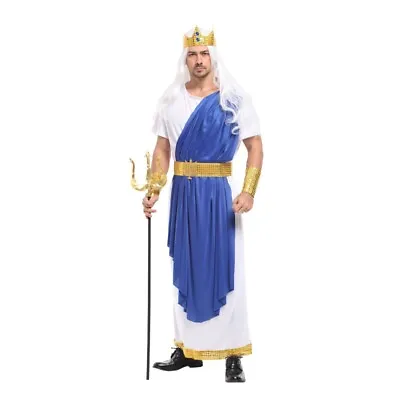 Men God Of Sea Greek Roman King Neptune Poseidon Costume Cosplay Party Halloween • £20.26