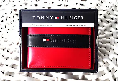 £18.99 • Buy Men's Leather Wallet 'Tommy Hilfiger' Bifold, RED &Black, Coin Pouch, CC, RANGER