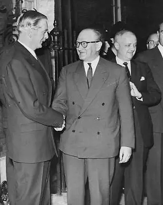 Sir Anthony Eden Shaking Hands With Guy Mollet 1956 Old Photo • $5.87
