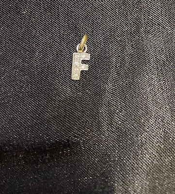 9ct Gold Cubic Zirconia F Letter Charm • £120