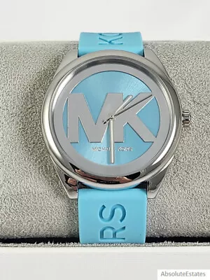 NEW Michael Kors Janelle Turquoise Blue Silver Silicone Watch MK7350 NIB + Box • $119.99