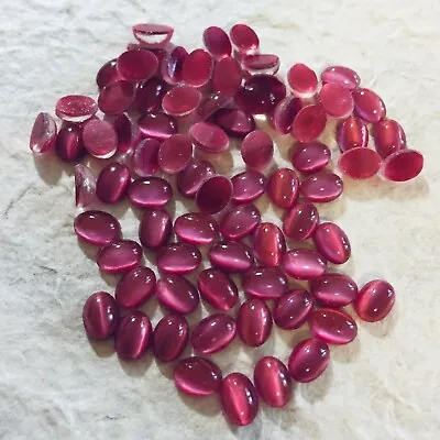 AL1008 Vintage Czech Glass Cabochons 7x5mm Deep Rose Moonstone Unfoiled (72) • $4.99