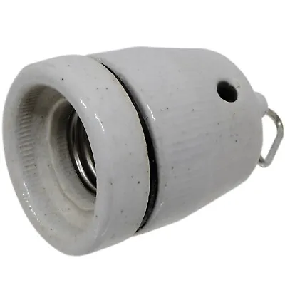 £10.50 • Buy Heat Lamp Holder With Hook E27 Screw In Porcelain Ceramic Glazed Grey Lampholder