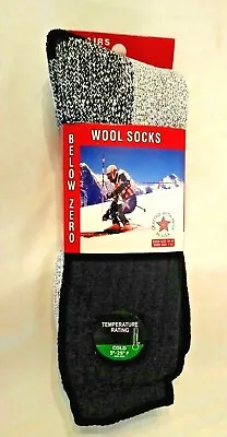 2 Pair Below Zero Men’s Wool Thermal Ski Socks Size 10-15 Cushioned Crew Socks • $11.99