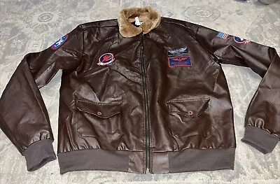 Top Gun Pete Maverick Brown Bomber Jacket Costume Coat Adult Large • $45.99