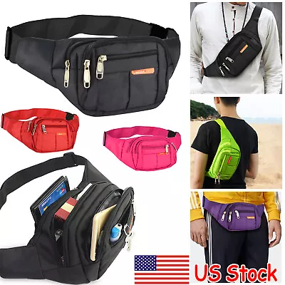 Men Women Fanny Pack Belt Waist Bag Sling Cross Body Shoulder Travel Sport Pouch • $9.89