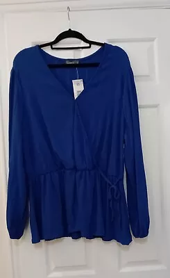 Papaya Curve At Matalan New Blue Blouse With Long Sleeves Size 22 • £8.99