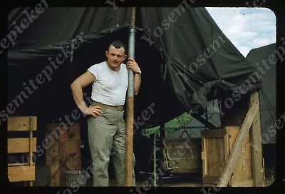 Sl82  Original Slide 1950’s Red Kodachrome Korean War USMC Military Base 030a • $9.25