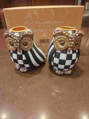 McKenzie-Childs Owl  Harlequin Candlestick Set • $70