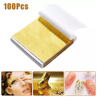 200 Sheets Imitation Gold Leaf Foil Paper For Arts Gilding Craft Decoration DIY • $7.91