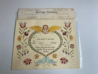 VTG 60s Marriage Certificate Blank 11x14 Folk Art Watercolor Repro Dutch Style • $15