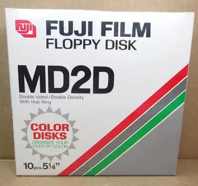 NEW SEALED Vtg 5.25 Floppy Disks FUJI FILM MD2D 10 Multi-color 5 1/4 Diskettes • $29.97