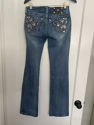 Miss Me Jeans Boot Leg JP5465B Dragon Flower Embroidered Pockets Women's Size 28 • $18