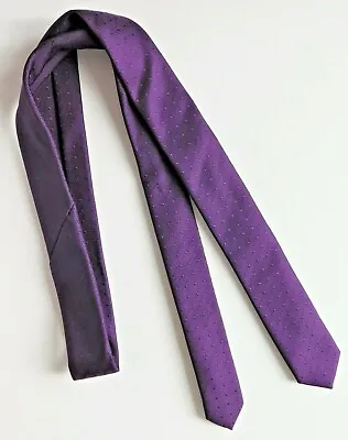 £7.50 • Buy Flipback Skinny Tie Purple With Woven Spots Boys Slim Narrow Necktie Vgc